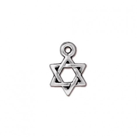 8.5x12.5mm TierraCast Star of David Charms - Antique Fine Silver - Pack of 2