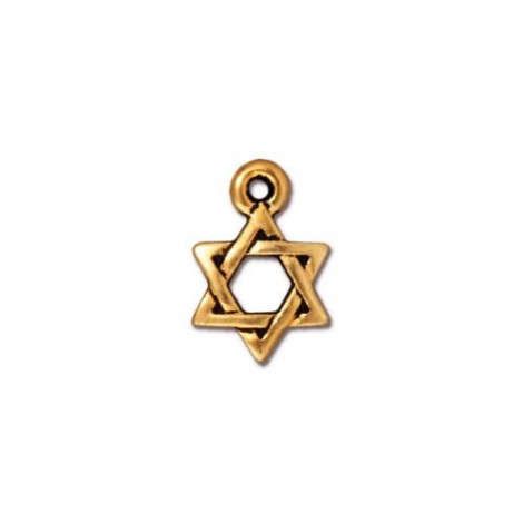 8.5x12.5mm TierraCast Star of David Charm - Antique 22K Gold Plated