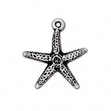 20mm TierraCast Seastar Charms - Antique Fine Silver Plated - Pack of 2