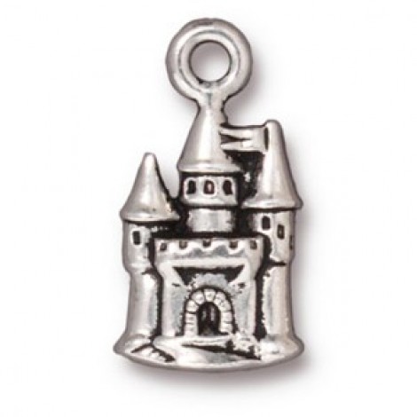 20mm TierraCast Fairy Castle Charm - Antique Silver Plated