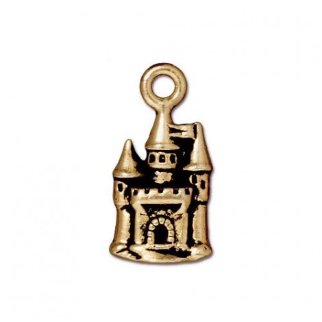 20mm TierraCast Fairy Castle Charm - Antique Gold Plated