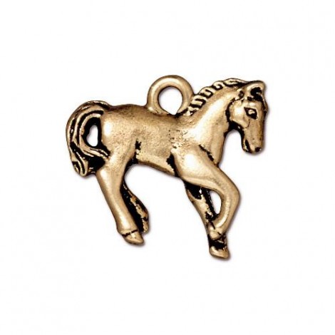 20mm TierraCast Yearling Horse Charm - Antique 22K Gold Plated