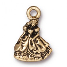 19mm TierraCast Princess Charms - Antique Gold Plated - Pack of 2