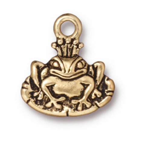 17mm TierraCast Frog Prince Charm - Antique 22K Gold Plated