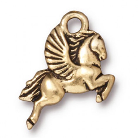 20mm TierraCast Pegasus Horse Charm - Antique 22K Gold Plated