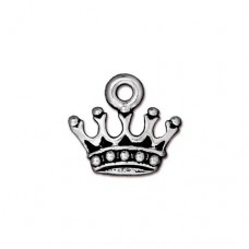 14mm TierraCast Crown Charm - Fine Silver Plated