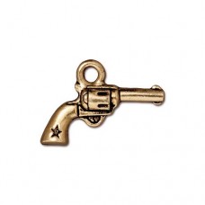 20x12mm TierraCast Six Shooter Charm - Antique 22K Gold Plated