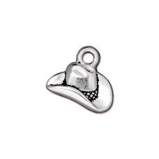 14x12mm TierraCast Cowboy Hat Charm - Ant Fine Silver Plated - Pack of 2