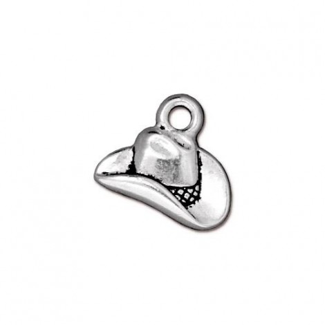 14x12mm TierraCast Cowboy Hat Charm - Ant Fine Silver Plated