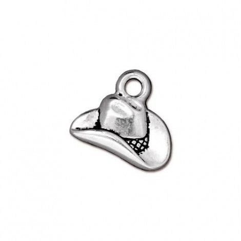 14x12mm TierraCast Cowboy Hat Charm - Ant Fine Silver Plated - Pack of 2