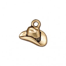 14x12mm TierraCast Cowboy Hat Charm - Ant 22K Gold Plated