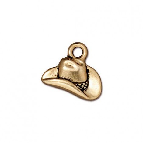 14x12mm TierraCast Cowboy Hat Charms - Ant 22K Gold Plated - Pack of 2