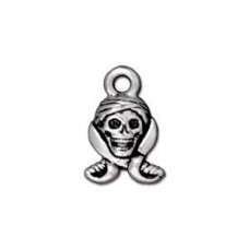 16x11mm TierraCast Pirate Skull Charm - Fine Silver Plated - Pack of 2