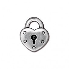 17mm TierraCast Lock Charm - Antique Silver Plated