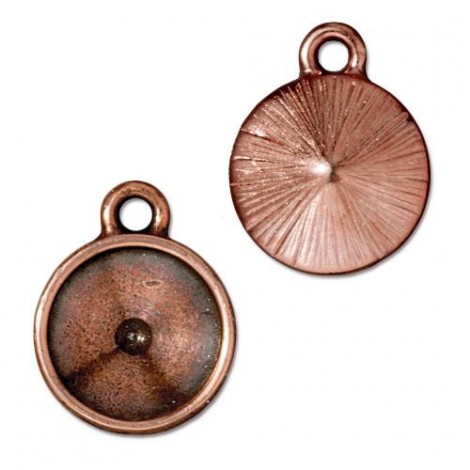 12mm TierraCast Rivoli Pendant Bezel Drops - Antique Copper - Pack of 2