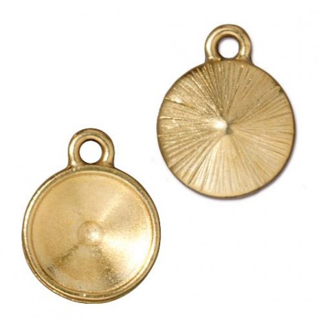 12mm TierraCast Rivoli Pendant Bezel Drops - 22K Gold Plated - Pack of 2
