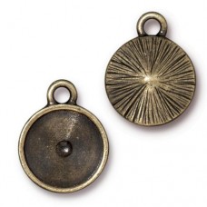 12mm TierraCast Rivoli Pendant Bezel Drops - Brass Oxide - Pack of 2
