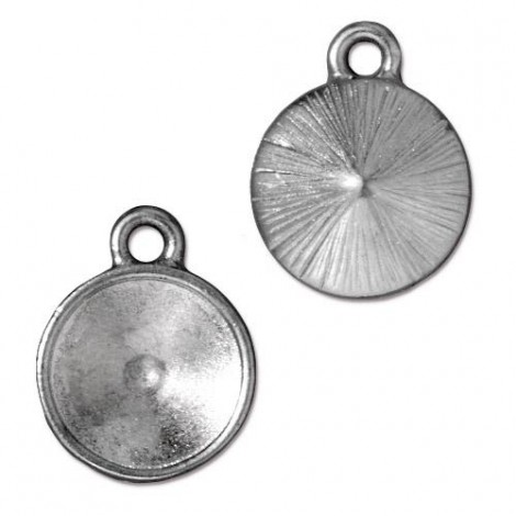 12mm TierraCast Rivoli Pendant Bezel Drops - White Bronze Plated - Pack of 2