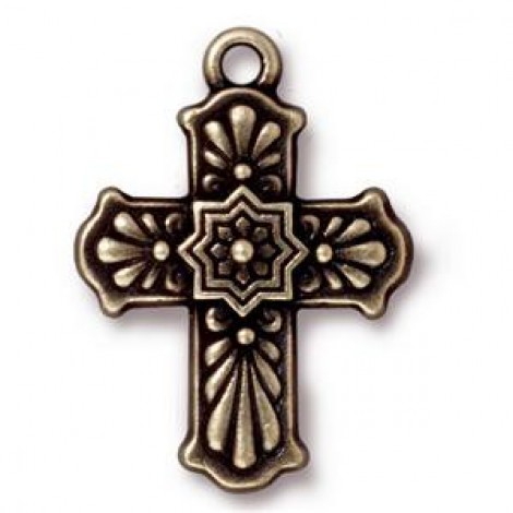 30x22mm TierraCast Talavera Cross Pendant - Brass Oxide - Each
