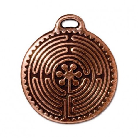23mm TierraCast Labyrinth Pendant Charm - Antique Copper Plated - Each