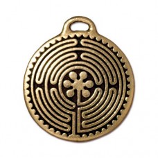 23mm TierraCast Labyrinth Pendant Charm - Antique 22K Gold Plated - Each