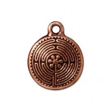 16mm TierraCast Labyrinth Charm - Antique Copper Plated - Each
