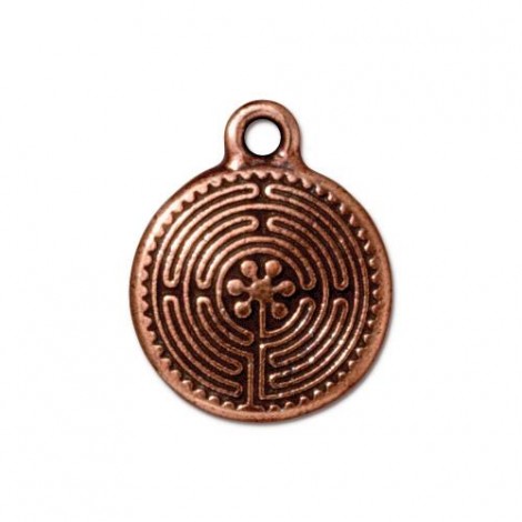 16mm TierraCast Labyrinth Charm - Antique Copper Plated - Each
