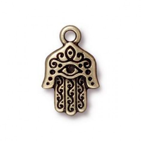 20x13mm TierraCast Hamsa Hand Drop - Ant Brass Oxide - Each