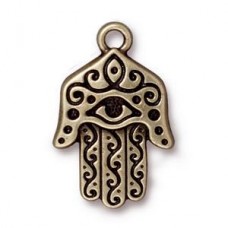 26x17mm TierraCast Large Hamsa Hand Drop - Ant Brass - Each