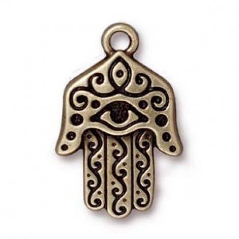 26x17mm TierraCast Large Hamsa Hand Drop - Ant Brass - Each