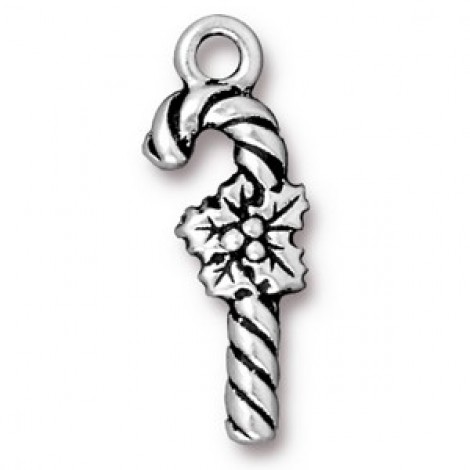 25mm TierraCast Candy Cane Drop - Fine Silver Plated
