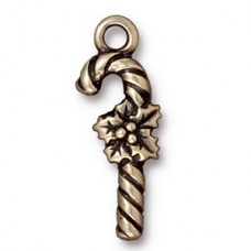 25mm TierraCast Candy Cane Drops - Antique Brass - Pack of 2
