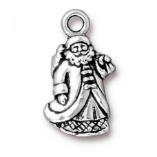 22mm TierraCast St. Nick (Santa) Charm - Fine Silver Plated - Pack of 2