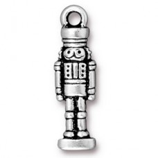 27mm TierraCast Nutcracker Charm - Fine Silver Plated - Each