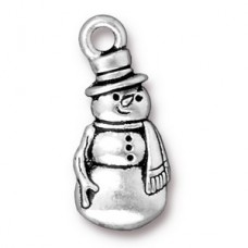 22mm TierraCast Frosty Snowman Charm - Fine Silver Plating