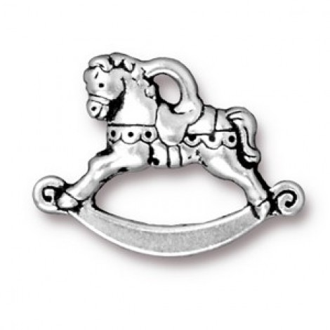 16mm TierraCast Rocking Horse Charm - Fine Silver Plated