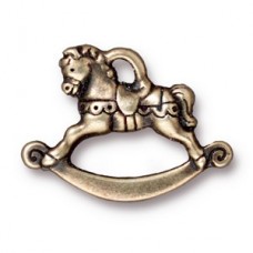 16mm TierraCast Rocking Horse Charm - Ant Brass Oxide - Each