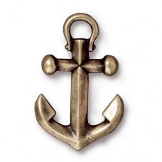 27mm TierraCast Anchor Pendant Charm - Antique Brass - Each