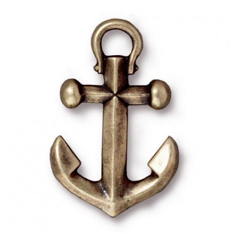 27mm TierraCast Anchor Pendant Charm - Antique Brass - Each