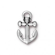 19mm TierraCast Anchor Charm - Antique Fine Silver Plated