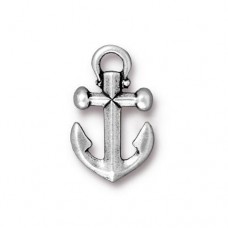 19mm TierraCast Anchor Charm - Antique Fine Silver Plated - Each