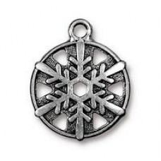 24x19mm TierraCast Snowflake Charm - Antique Fine Silver Plated