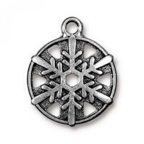 24x19mm TierraCast Snowflake Charm - Antique Fine Silver Plated