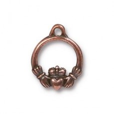 TierraCast 19x15mm Small Claddagh Drops - Ant Copper - Pack of 2