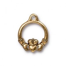 TierraCast 19x15mm Small Claddagh Drops - Antique Gold - Each