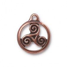 TierraCast 19x16mm Sm Triskele Drops - Antique Copper - Pack of 2