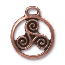 TierraCast 26x22mm Large Triskele Drop - Ant Copper - Each