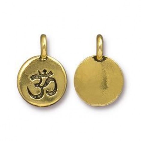 12mm TierraCast Om Charms - Antique 22K Gold Plated - Pack of 2