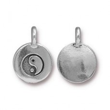 12mm TierraCast Yin Yang Charm - Antique Silver - Pack of 2