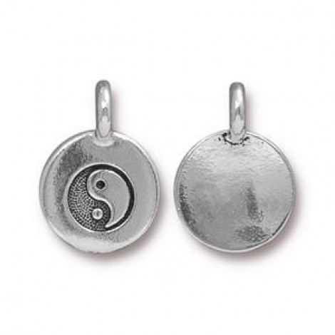 12mm TierraCast Yin Yang Charm - Antique Silver - Pack of 2